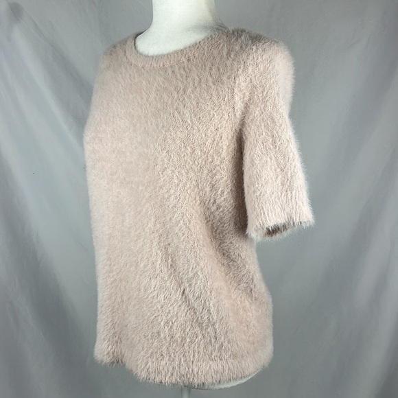 LOFT Petites Pink Fuzzy Romantic Balletcore Short Sleeve Sweater Womens Size SP - Picture 3 of 7